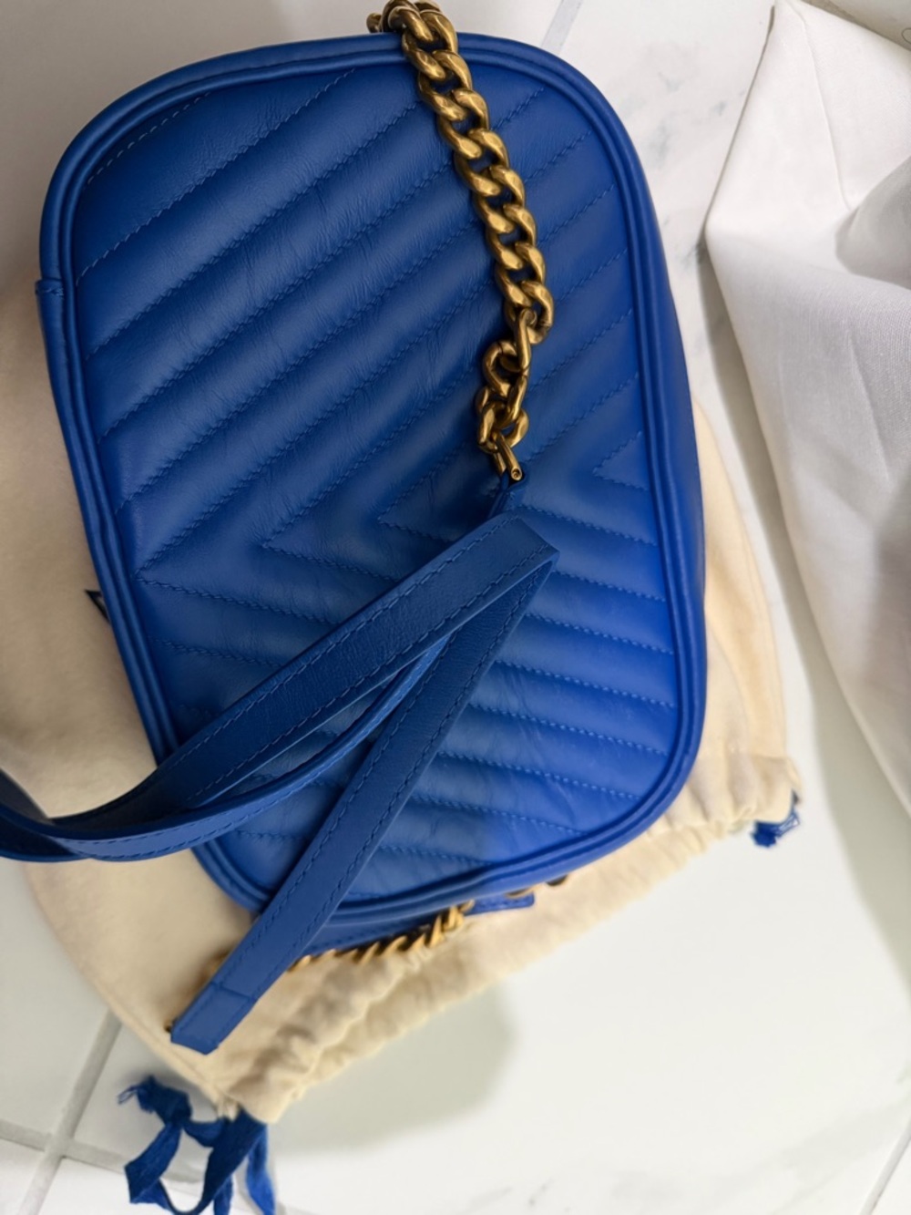 Louis Vuitton Cobalt Quilted Camera Crossbody Bag with Gold Hardware - Picture 7 of 7